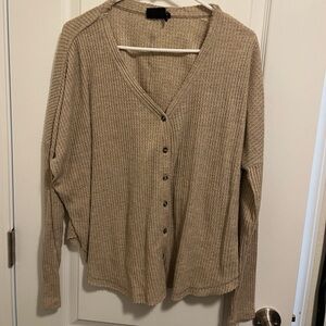 Long Sleeve Button Up Tan Sweater